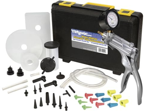 Mityvac MV8500 Silverline Elite Automotive Brake/Clutch Bleeding, Diesel Fuel Priming and Vacuum/Pressure Testing Kit, Ergonomic Design, Zinc-aluminum Die Cast, MV8510 Pump, 4.5oz Fluid Reservoir