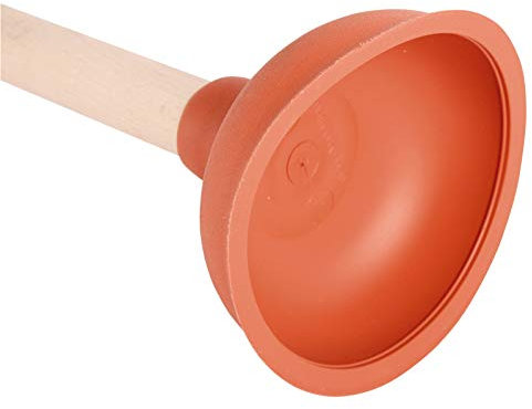 Sanitop-Wingenroth Pömpel Abflussreiniger Pumpfix | Nachhaltiger Ausgussreiniger ohne Chemie | FSC-zertifiziert | Ø 11 cm Saugglocke TPE | Mit Stiel | Höhe 39,5 cm | 25100 6, Orange - 110 Mm