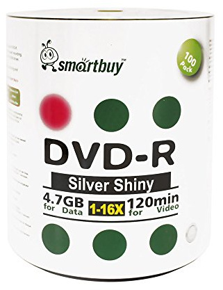 Smart Buy 300 Pack DVD-r 4.7gb 16x Shiny Silver Blank Data Video Movie Recordable Media Disc, 300 Disc 300pk