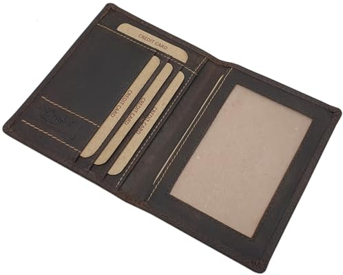 myledershop Voll-Rindleder Ausweisetui/Ausweishülle/Kreditkartenetui mit RFID & NFC Schutz in Braun