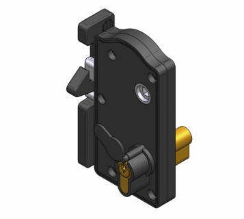 AFBAT - Serrure de portillon avec cylindre + gâche en composite noir - 0173400