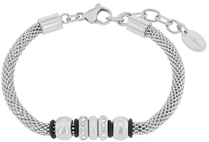 s.Oliver Armband für Damen mit Kristallen von Swarovski, Edelstahl, Länge: 18-21 cm