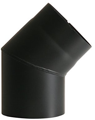 Kamino Flam Bogenknie schwarz, Winkel von 45°, Abgasrohr aus Stahl mit hitzebeständiger Senotherm® Beschichtung, geprüft nach Norm EN 1856-2, Durchmesser: ca. 150 mm