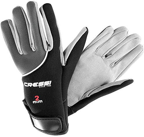 Cressi Unisex Erwachsene Tropical Gloves Handschuhe für Wassersport in Amara und Neopren 2 mm, Schwarz/Grau, L