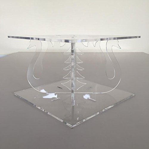 Swan Design - Alzata quadrata a un piano, trasparente, base 25 cm, parte superiore 23 cm