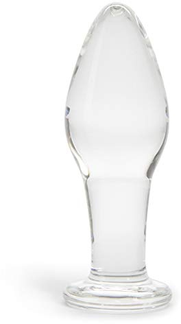 Lovehoney Pure Pleasure Butt Plug - 4 Inch Glass Anal Plug - Tapered Tip with Flared Base - Waterproof - Clear