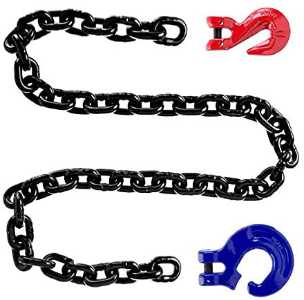 Forstkette Rückekette 6mm Holz Schleppkette Kette - 1m Tragfähigkeit=1120kg SET - Anschlagkette Kettengehänge Krankette Güteklasse 8