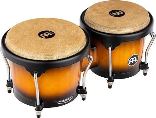 Meinl Percussion Bongos Headliner Wood - 2 Handtrommeln mit 6,75 und 8 Zoll - inkl. Stimmschlüssel - Siam Eiche, Vintage Sunburst (HB100VSB)