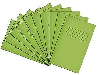 Rhino A6+ Exercise Books, 48-Page / 7mm Lined Paper Notebook, 10-Pack, Writing Book, Office & School Stationery Supplies, Light Green
