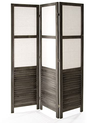 VERDELOOK | Paravento Turandot a 3 Ante in Legno e Tessuto con Cerniere, 132x6x170 cm, Separè