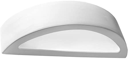 Licht-Erlebnisse Wandleuchte Gips Weiß Schlafzimmer Wohnzimmer Flur L:9 cm E27 max. 60W halbrund Zeitlose Wandlampe Büro Arbeitszimmer ATENA