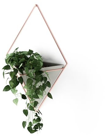 Umbra – Pot Trigg à suspendre, décoration murale géométrique en céramique pour plantes, taille L, béton/cuivre