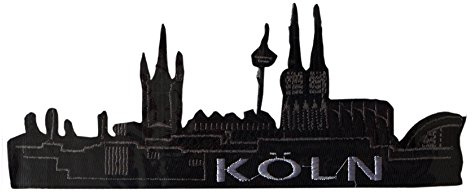 Bügelbild-Stoffe KÖLN Skyline Schwarz, 180x75mm, zur Veredellung, DIY