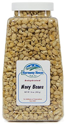 Harmony House Foods TRUE Dehydrated Navy Beans - Easy Cook (16 oz, Quart Size Jar)