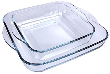 Borcam, Set 2 pirofile rettangolari, 28 x 28 x 6 cm e 22 x 22 x 6 cm