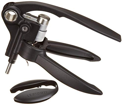 Le Creuset Original Lever Corkscrew Wine Opener and Foil Cutter Gift Set, Black