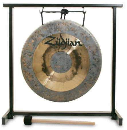 Zildjian P0565 - 12 Inch Table-top Gong and Stand Set | Warm resonant tone, compact desktop size, suits orchestra band or meditation use, ready to play, great for small spaces