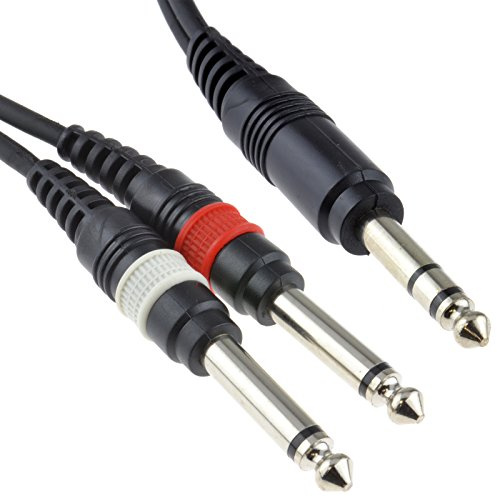 kenable Stereo 6.35mm Jack to Twin Mono 6.35mm Jack Cable Shielded Audio Lead 6m Black