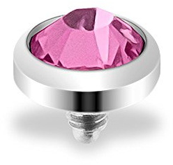 Taffstyle®, Dermal Dermal Piercing Unterhautpiercing Kugel mit rosa Kristall 1017333488