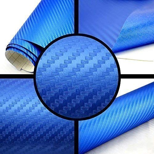 TipTopCarbon 6,57€/m² 3D Carbon Folie blau BLASENFREI 1m x 1,52m mit Luftkanäle Autofolie selbstklebend