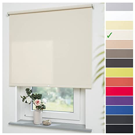 Liedeco® Rollo, Spring-, Schnapprollo / 72 x 180 cm (Breite x Höhe), Cream/lichtdurchlässig, Blickdicht/viele Farben, Größen und Typen/Breiten 60-200 cm/Variable Montage möglich