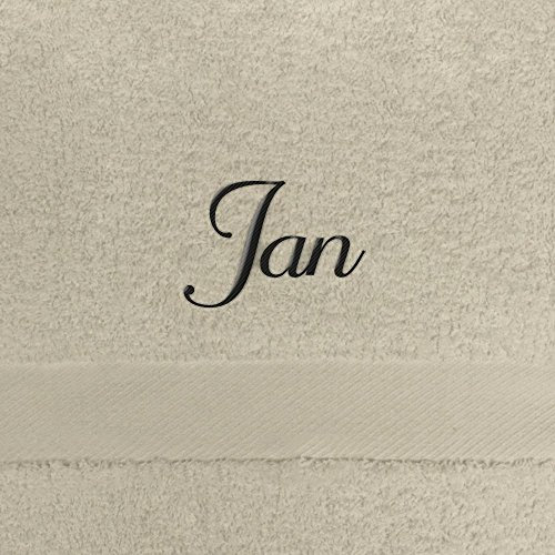 digital print Gästehandtuch mit Namen Jan Bestickt, 40x60 cm, beige, extra Flauschige 550 g/qm Baumwolle (100%), Handtuch mit Namen besticken, Gästetuch mit Bestickung