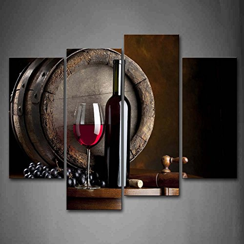 First Wall Art Wein Bilder Leinwand 4 Teilig Bild Obst Lebensmittel Küche Wandbilder Wohnzimmer Moderne für Schlafzimmer Dekoration Wohnung Home Deko Kunstdruck