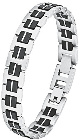 s.Oliver Herren-Armband verstellbar Klappverschluss Edelstahl mattiert Kautschuk 22 cm - 566513