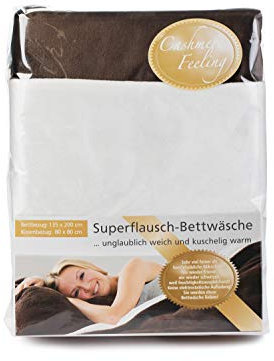 Gözze - Wendebettwäsche, Cashmere-Feeling, Bettbezug: 135 x 200 cm, Kissenbezug: 80 x 80 cm, Mikrofaser - Schoko/Wollweiß