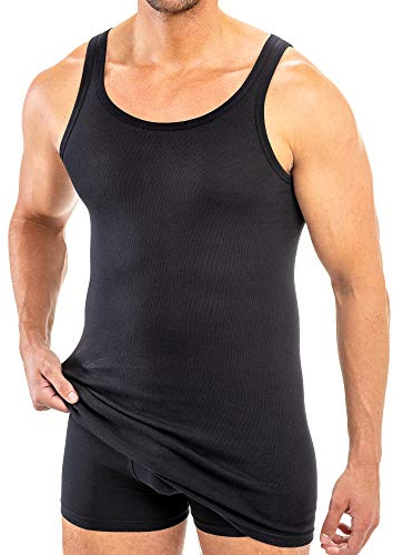 HERMKO 3007 3-pack extralång Herr undertröja (+10 cm) tank top av 100% ekologisk bomull