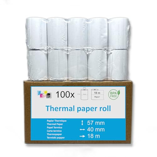 100 EC-Cash Thermorollen 57 x 40 x 12 für EC-Gerät und Zahltabletten mit Thermodrucker Bisphenol-A frei Ø40 mm