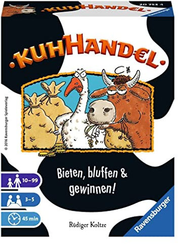 Ravensburger 20753 - Kuhhandel, Auktionsspiel für 3-5 Spieler, Kartenspiel mit Kühen ab 10 Jahren, Versteigerung