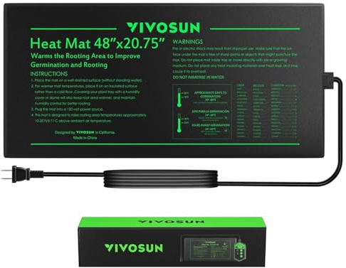 VIVOSUN Durable Waterproof Seedling Heat Mat 48 x 20.75 UL & MET-Certified Warm Hydroponic Heating Pad for Germination, Indoor Gardening, Greenhouse