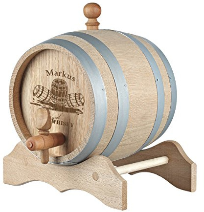 Barile in legno con effetto polare, 2 litri, personalizzabile con incisione, originale botte di quercia per whisky o vino – idea regalo per uomini – motivo barile da whisky