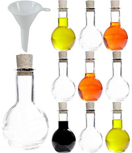 mikken 10 Glasflaschen Tulipano 100ml mit Korkverschluss als Gastgeschenke - inkl. einem Trichter Ø 5 cm