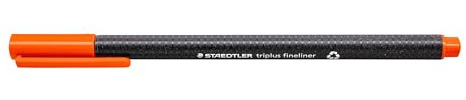 STAEDTLER 334-4 Triplus Fineliner (Dreikant, Superfeine, Metallgefasste Spitze, Linienbreite ca. 0,3 mm, 10 Stück) orange | Dreikantiger Fineliner, Wasserbasis-Tinte – ergonomisch, bunt – Art.-Nr. 334-4