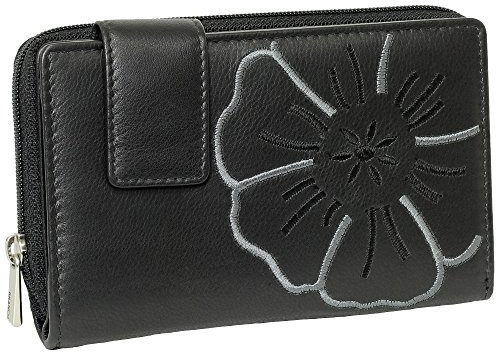 Branco Leder Geldbörse Portemonnaie Damenbörse Damen Lang Geldbeutel Schwarz