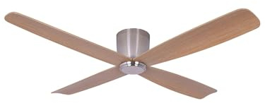 LUCCI AIR Fraser Ceiling Fan, Brushed Chrome/Teak, 132 cm Diameter, 35W, 6 Speed Remote Control