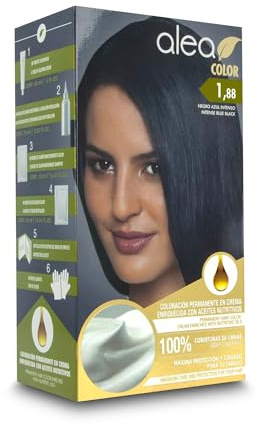 ALEA - Tinte Pelo Mujer - Alea Color - Nº 1.88 K - Color Negro Azul Intenso - Coloración Permanente en Crema - con Aceite de Argán y Macadamia - Cobertura de Canas - Máxima Protección y Cuidado