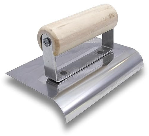 Marshalltown CE510S 6 x 4 SS Edging Trowel 3/4R, 7/8 Wood Handle, Silver