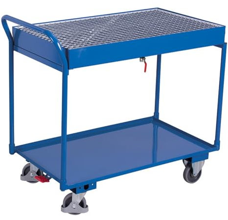VARIOfit Tischwagen mit 2 Ladeflächen und Gitterrost, sw-600.505