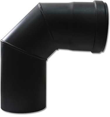 Pelletrohr Bogen 100 mm 90° Schwarz Pellet Ofenrohr Rauchrohr Knie