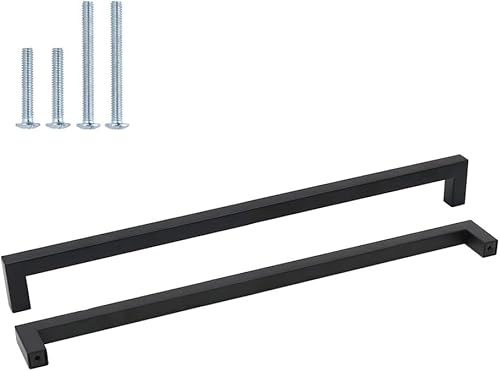 Goldenwarm 5Pack Kitchen Cabinet Handle Black Cupboard Handle Kitchen Cupboard Door Handle -LSJ12BK320 Bathroom Cabinet Hardware Square Cabinet Pull Handles for Kitchen Cabinets Hole Centers 320mm