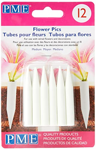 PME Medium Mittlere Blumenbilder, Packung mit 12 Stück, Kunststoff, Weiß, 0.8 x 0.8 x 5.6 cm, Einheiten, Mittel