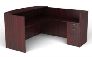 Offices to Go SL7130RDS L Shaped Reception Desk with Drawers American Dark Cherry
