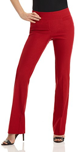 Rekucci Pantalones Mujer, “Déjate Llevar por la Comodidad” Corte de Bota Pantalon Mujer (48, Rojo)
