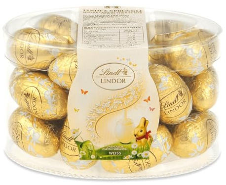 Lindt LINDOR Eier Weiß 450g | Zartschmelzende weiße Schokolade mit feiner Füllung | Oster Schokolade | Premium Schokoeier | Ostereier Geschenkidee | Schokoladengeschenk zu Ostern