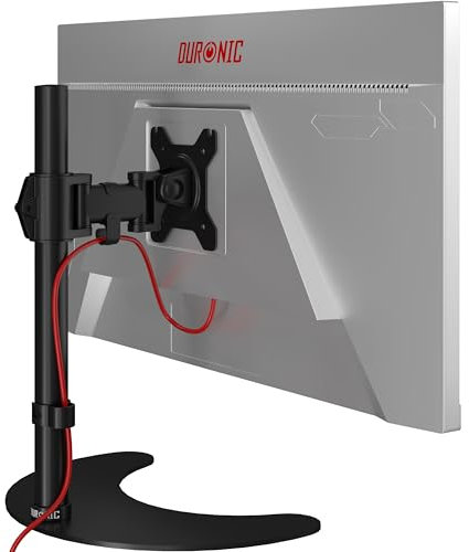 Duronic DM25D1 BK Brazo para Monitor de 13 a 27 de hasta 8kg | con Brazo Extensible de 19cm | Altura Poste 40 cm y Base Fija | Cabezal VESA 75 y 100 Giratorio e Inclinable | Soporte TV LCD Ordenador