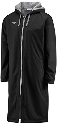 Speedo unisex adult Parka Jacket Fleece Lined Team Colors Swimsuit, Speedo Black, X-Large US