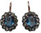 Blaue Achat-Ohrringe Strass Sterling-Silber vergoldet Rot-Vergoldung 18 Karat glänzend Brisur Klappbügel Jugendstil festlich Handarbeit Italien